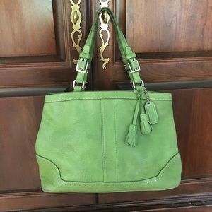 COACH Vintage Pebbled Leather Bag Green No.  5055